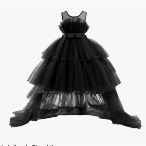 Elegant Black Tulle Kids Dress